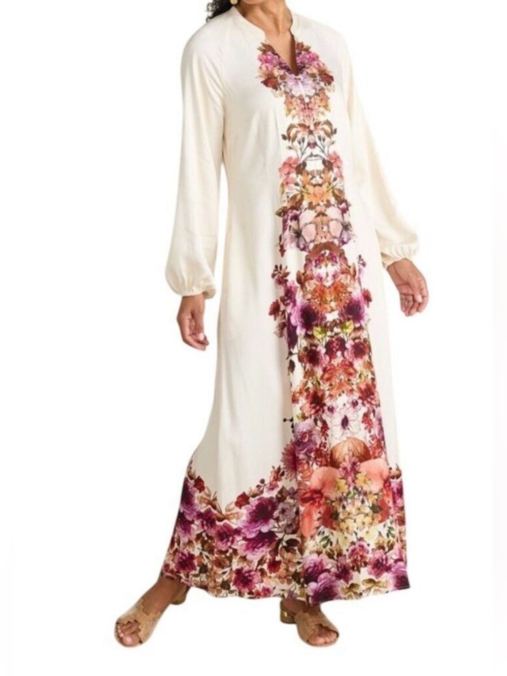 Perfect Soft Surroundings Floral Paulette Maxi Shirt Dress Size large